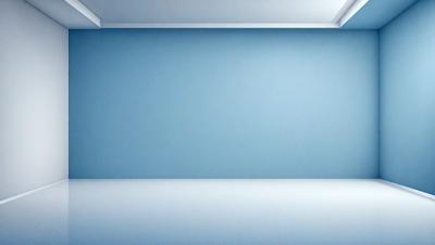 The primary subject of the image is a blue wall with a white border. The setting is a room with a blue wall, and the visual style is a photo. The dominant colors are blue and white, creating a calm and serene atmosphere.