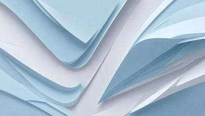 The primary subject of the image is a large, white, and blue paper sculpture. The setting is a white background, which provides a clean and minimalist appearance. The visual style is a combination of digital art and illustration, as the paper sculpture is created using a digital medium. The colors and mood of the image are predominantly white and blue, giving it a calm and serene atmosphere.