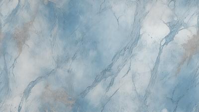 The primary subject of the image is a marble wall with a blue tint. The setting is a room with a blue and white marble wall, which serves as the background. The visual style is a close-up of the marble wall, showcasing its texture and design. The colors and mood of the image are predominantly blue and white, creating a calm and elegant atmosphere.