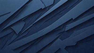 The primary subject of the image is a blue wall with a pattern of metal-like shapes. The setting is a room with a blue background, and the visual style appears to be a digital art or illustration. The dominant colors are blue and silver, creating a calm and modern atmosphere.