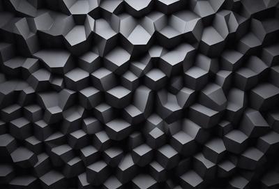 The primary subject of the image is a pattern of geometric shapes, which are arranged in a visually appealing manner. The setting is a black background, which contrasts with the shapes and adds a sense of depth to the image. The visual style is a combination of digital art and illustration, creating a unique and intricate design. The colors and mood of the image are predominantly dark and moody, with the geometric shapes providing a sense of order and balance.