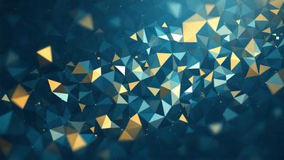 The primary subject of the image is a blue and gold geometric pattern. The setting is a dark blue background, which contrasts with the bright blue and gold colors of the pattern. The visual style is a digital art or illustration, as the pattern is intricately designed and the colors are vibrant. The overall atmosphere of the image is one of elegance and sophistication, as the blue and gold colors are often associated with royalty and luxury.