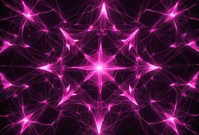 The primary subject of the image is a pink star pattern, which is the main object, scene, or focus of the image. The setting or background is a dark, pink-colored space, which adds to the overall atmosphere. The visual style of the image is a combination of digital art and illustration, creating a unique and eye-catching pattern. The colors and mood of the image are predominantly pink, giving it a warm and inviting feel.