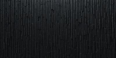The primary subject of the image is a black wall with a pattern of vertical lines. The setting is a dark room, and the visual style appears to be a close-up of the wall. The dominant colors are black and white, creating a moody atmosphere.