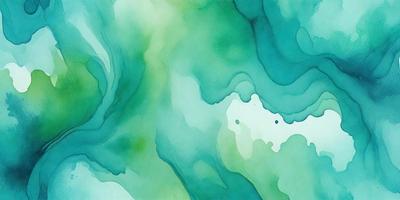 The primary subject of the image is a painting of a blue and green water-like scene. The setting is a water-based environment, and the visual style is a painting, which gives the image a unique and artistic appearance. The dominant colors in the painting are blue and green, creating a serene and calming atmosphere.