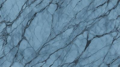 The primary subject of the image is a blue marble wall with a pattern of white veins. The setting is a room with a blue background, and the visual style is a close-up of the marble wall. The colors and mood of the image are predominantly blue and white, creating a serene and elegant atmosphere.