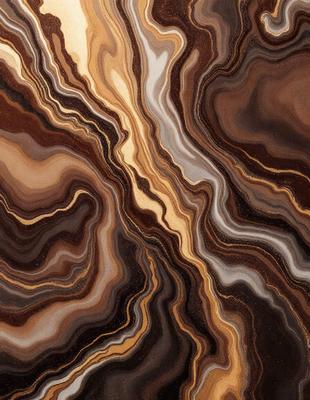 The primary subject of the image is a close-up of a rock formation, showcasing its intricate patterns and textures. The setting is a natural environment, with the rock formation being the main focus of the scene. The visual style is a combination of a photo and digital art, as the image captures the rock's details while also displaying a creative and artistic interpretation of the subject. The colors and mood of the image are predominantly earthy tones, such as browns, grays, and blacks, which evoke a sense of natural beauty and depth.