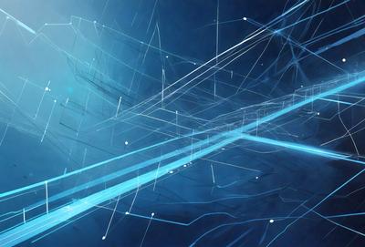 The primary subject of the image is a blue background with a pattern of blue lines and dots. The setting appears to be a dark, possibly futuristic environment. The visual style of the image is digital art, as it features a complex and intricate pattern. The colors and mood of the image are predominantly blue, creating a calm and serene atmosphere.