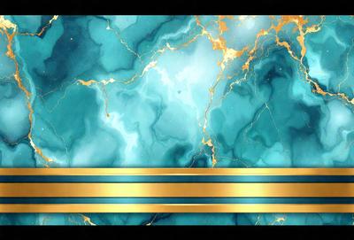The primary subject of the image is a blue and gold marble-like pattern. The setting is a blue and gold marble-like surface, which is the main object, scene, or focus of the image. The visual style is a combination of digital art and illustration, creating a unique and eye-catching design. The colors and mood of the image are predominantly blue and gold, giving it a luxurious and elegant appearance.