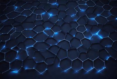 The primary subject of the image is a blue, glowing, and intricate pattern. The setting is a dark background, which contrasts with the bright blue pattern. The visual style appears to be a digital art or illustration, as the pattern is complex and detailed. The colors and mood of the image are predominantly blue, creating a calm and serene atmosphere.