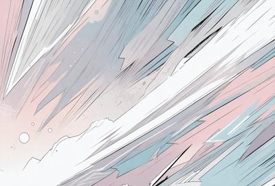 The primary subject of the image is a colorful, abstract artwork featuring a mix of blue, pink, and white colors. The setting is a white background, which contrasts with the vibrant colors of the artwork. The visual style is a combination of digital art and illustration, creating a unique and eye-catching piece. The overall atmosphere is lively and energetic, with the artwork capturing the viewer's attention and evoking a sense of movement and dynamism.