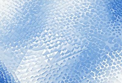 The primary subject of the image is a blue and white patterned surface, which appears to be a digital art or illustration. The setting is a blue sky, and the visual style is a combination of digital art and a blue and white pattern. The colors and mood of the image are predominantly blue and white, creating a calm and serene atmosphere.
