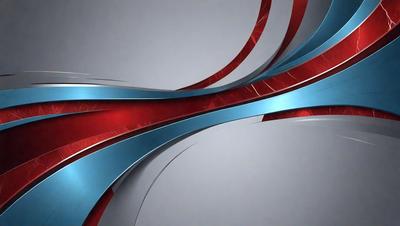 The primary subject of the image is a blue and red striped design, which appears to be a digital art or illustration. The setting is a gray background, and the visual style is a combination of digital art and illustration. The dominant colors are blue and red, creating a bold and vibrant atmosphere.