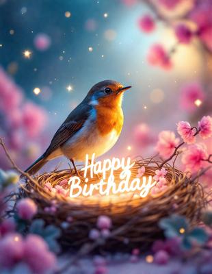 The primary subject of the image is a small bird sitting in a nest made of twigs. The bird is perched on the twigs, and the nest is placed on a branch. The setting is a natural environment, with the bird surrounded by twigs and branches. The visual style of the image is a combination of photo and digital art, creating a realistic yet artistic representation of the bird and its nest. The colors and mood of the image are warm and inviting, with the bird and its nest being the main focus of the scene.