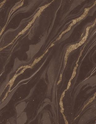 The primary subject of the image is a brown and gold marbled wallpaper with a gold and brown color scheme. The setting is a room with a marbled wallpapered wall. The visual style is a close-up of the wallpaper, showcasing its intricate design. The colors and mood of the image are warm and inviting, with the gold and brown tones creating a sense of luxury and sophistication.