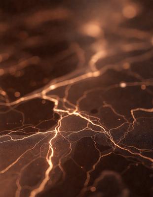 The primary subject of the image is a close-up of a lightning bolt, which appears to be a digital art or illustration. The setting is a dark background, possibly a night sky, and the visual style gives the impression of a lightning bolt streaking through the air. The colors are predominantly yellow and orange, creating a warm and dynamic atmosphere.