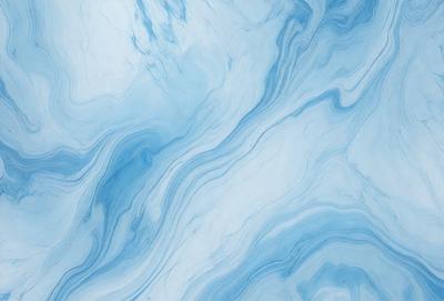 The primary subject of the image is a blue and white marbled surface, which appears to be a wall or a countertop. The setting is a room with a blue and white color scheme. The visual style is a close-up of the marbled surface, showcasing its intricate patterns. The colors and mood of the image are predominantly blue and white, creating a calm and serene atmosphere.