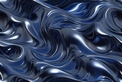 The primary subject of the image is a blue, swirling, and flowing pattern. The setting is a dark background, which contrasts with the blue pattern. The visual style is a digital art or illustration, creating a dynamic and intricate design. The colors and mood of the image are predominantly blue, giving it a calm and serene atmosphere.