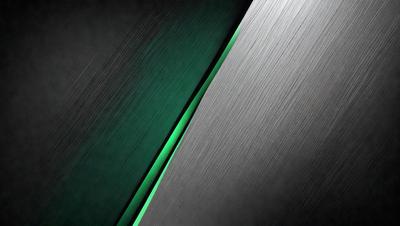 The primary subject of the image is a green light, which is shining on a silver surface. The setting appears to be a dark room, with the green light illuminating the silver surface. The visual style of the image is a close-up of the green light, creating a striking contrast between the light and the dark background. The colors and mood of the image are predominantly dark, with the green light providing a bright and luminous focal point.