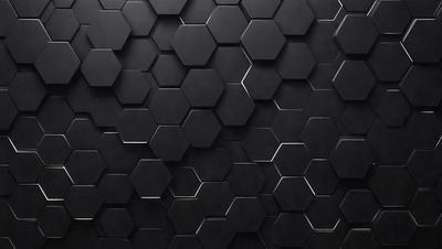 The primary subject of the image is a black and white patterned wall. The setting is a black background, and the visual style is a patterned wallpaper. The dominant colors are black and white, creating a bold and striking appearance.