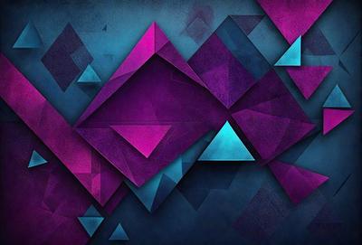 The primary subject of the image is a geometric pattern, featuring a combination of blue, purple, and pink colors. The setting is a dark blue background, which contrasts with the vibrant colors of the pattern. The visual style appears to be a digital art or illustration, as the pattern is intricate and well-defined. The overall atmosphere of the image is one of modernity and creativity, with the geometric pattern serving as a focal point in the composition.