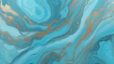 The primary subject of the image is a blue and gold swirling pattern, which appears to be a painting or a digital artwork. The setting is a blue background, and the visual style is a combination of painting and digital art. The dominant colors are blue and gold, creating a vibrant and lively atmosphere.