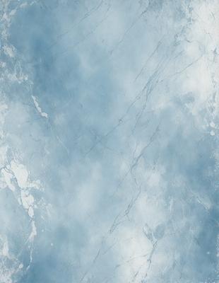 The primary subject of the image is a marble-like surface with a blue tint. The setting is a large, open space with a blue sky in the background. The visual style is a combination of a photo and digital art, creating a unique and intriguing appearance. The colors and mood of the image are predominantly blue, giving it a calm and serene atmosphere.