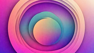The primary subject of the image is a colorful, circular object, possibly a painting or a digital artwork. The setting is a pink and purple background, which adds to the vibrant and lively atmosphere of the scene. The visual style appears to be a combination of photo and digital art, creating a unique and eye-catching piece. The dominant colors in the image are pink and purple, which contribute to the overall mood of the artwork.
