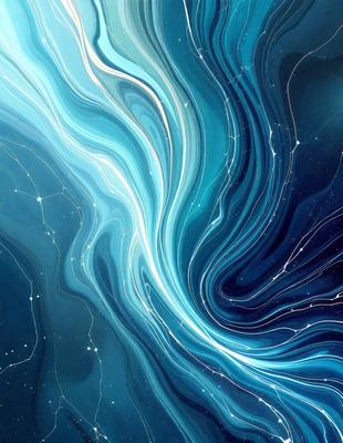 The primary subject of the image is a blue and white swirl, which appears to be a digital art or illustration. The setting is a dark blue background, creating a contrasting effect with the swirl. The visual style suggests that the image is a creative and artistic representation of a swirl, possibly inspired by the patterns found in nature or the cosmos. The colors and mood of the image are predominantly dark and moody, with the blue swirl standing out against the dark background.