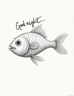 The primary subject of the image is a fish, which is the main object, scene, or focus of the image. The fish is depicted in a drawing or illustration style, with a white background. The fish is positioned in the center of the image, and its presence creates a sense of depth and interest in the scene.