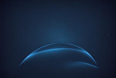 The primary subject of the image is a blue circle, which appears to be a nebula or a blue planet. The setting is a dark blue sky, and the visual style is a digital art or illustration. The dominant colors are blue and black, creating a moody and atmospheric scene.