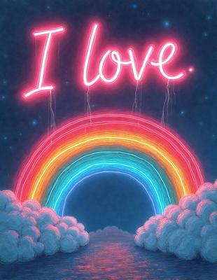 The primary subject of the image is a large, colorful rainbow. The setting is a night sky, with the rainbow extending from the left side of the image to the right. The visual style is digital art, as the rainbow is depicted in a vibrant and artistic manner. The colors and mood of the image are lively and cheerful, as the rainbow is a symbol of hope and positivity.