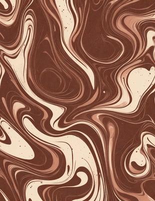 The primary subject of the image is a close-up of a brown and white swirling pattern, which appears to be a chocolate-colored design. The setting is a brown surface, possibly a wall or a table, with the swirling pattern as the main focus. The visual style of the image is a close-up, which emphasizes the intricate details of the swirling pattern. The colors and mood of the image are predominantly brown and white, creating a warm and inviting atmosphere.