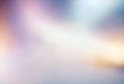The primary subject of the image is a colorful, swirling, and abstract background. The setting is a cloudy sky, and the visual style is a combination of photo and digital art. The dominant colors are purple, blue, and white, creating a serene and dreamy atmosphere.
