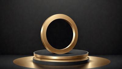 The primary subject of the image is a gold circle, which is the main object, scene, or focus of the image. The setting is a dark background, which contrasts with the gold circle. The visual style is a photo, and the colors and mood are dominated by the gold color, giving the image a warm and luxurious atmosphere.