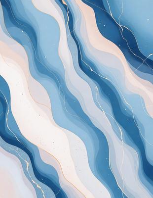 The primary subject of the image is a blue and white striped pattern. The setting is a blue background, and the visual style appears to be a digital art or illustration. The dominant colors are blue and white, creating a calm and soothing atmosphere.
