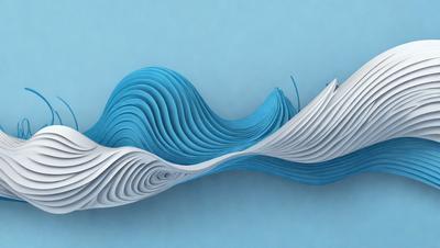 The primary subject of the image is a blue and white wave, which is a part of a larger blue and white design. The setting is a blue background, and the visual style appears to be a combination of digital art and illustration. The dominant colors in the image are blue and white, creating a calm and serene atmosphere.