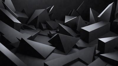 The primary subject of the image is a black and white geometric pattern. The setting is a black background, which creates a striking contrast with the pattern. The visual style is a combination of digital art and illustration, giving the image a modern and artistic appearance. The dominant colors are black and white, which contribute to the overall mood of the image, evoking a sense of simplicity and elegance.