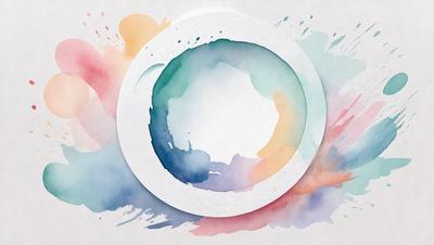 The primary subject of the image is a white circle with a blue, green, and orange background. The circle is the main object, and it is placed on a white surface. The visual style of the image is digital art, as it appears to be a painting or drawing created using digital tools. The colors and mood of the image are vibrant and lively, with the blue, green, and orange hues creating a sense of energy and movement.
