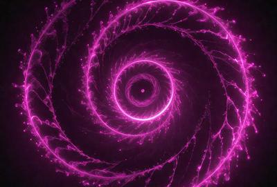 The primary subject of the image is a purple spiral, which appears to be a digital art or illustration. The spiral is set against a dark background, creating a striking contrast. The visual style of the image suggests that it is a creative and artistic representation of a spiral, possibly inspired by the concept of a black hole. The dominant colors in the image are purple and black, giving it a moody and mysterious atmosphere.
