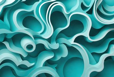 The primary subject of the image is a blue and white artistic design, possibly a sculpture or a piece of digital art. The setting is a blue background, which complements the artwork. The visual style appears to be a combination of digital art and illustration, creating a unique and intricate design. The colors and mood of the image are predominantly blue and white, giving it a calm and serene atmosphere.