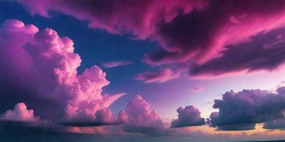 The primary subject of the image is a cloudy sky with pink and purple hues. The setting is a beautiful sunset, creating a serene and peaceful atmosphere. The visual style is a combination of photo and digital art, as the clouds are depicted in a realistic manner while the pink and purple hues are digitally enhanced. The colors and mood of the image evoke a sense of tranquility and awe, as the viewer is captivated by the stunning display of clouds and sky during the sunset.