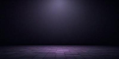 The primary subject of the image is a purple light shining on a black background. The setting is a dark room with a purple light source, creating a dramatic and moody atmosphere. The visual style is a combination of digital art and photography, as the purple light appears to be a digital effect. The colors and mood of the image are predominantly purple, with a hint of black, giving it a mysterious and captivating appearance.