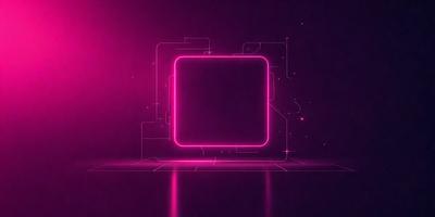 The primary subject of the image is a large, square-shaped pink box. The box is the main focus of the image, and it is placed against a purple background. The visual style of the image is digital art, as it appears to be a computer-generated or digitally rendered object. The colors and mood of the image are predominantly pink and purple, creating a vibrant and lively atmosphere.