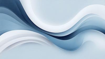 The primary subject of the image is a blue and white wave pattern. The setting is a blue background, and the visual style appears to be a digital art or illustration. The dominant colors are blue and white, creating a calm and serene atmosphere.