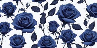 The primary subject of the image is a close-up of a blue rose. The setting is a white background, which provides a clean and minimalist appearance. The visual style is a digital art or illustration, as the rose is depicted in a detailed and realistic manner. The dominant colors are blue and white, creating a calm and serene atmosphere.