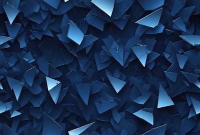 The primary subject of the image is a large number of blue triangles, which are arranged in a visually appealing manner. The setting is a blue background, which provides a contrasting and complementary color to the triangles. The visual style of the image is a combination of digital art and illustration, as the triangles are created using a pattern or texture. The colors and mood of the image are predominantly blue, which gives it a calm and serene atmosphere.