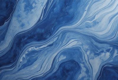 The primary subject of the image is a blue and white swirling pattern, which appears to be a painting or a digital artwork. The setting is a blue background, which complements the swirling pattern. The visual style is a combination of painting and digital art, creating a unique and captivating visual experience. The dominant colors are blue and white, which evoke a sense of calmness and tranquility.
