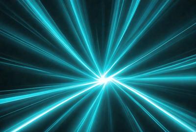 The primary subject of the image is a bright blue light, which appears to be a light source or a neon sign. The setting is a dark background, which contrasts with the bright blue light. The visual style of the image is digital art, as it is a computer-generated image. The dominant colors in the image are blue and white, creating a vibrant and energetic atmosphere.