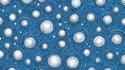 The primary subject of the image is a blue background with a pattern of white and silver circles. The circles are scattered throughout the background, creating a visually interesting and unique design. The setting appears to be a digital art or illustration, as the circles are not real objects but rather a creative arrangement of shapes. The overall atmosphere of the image is calm and serene, with the blue background providing a sense of tranquility.